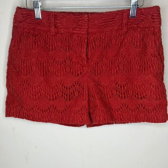 LOFT 4 Outlet Lace Overlay Dressy Shorts with Pockets Burnt Orange Short Shorts - Picture 11 of 12
